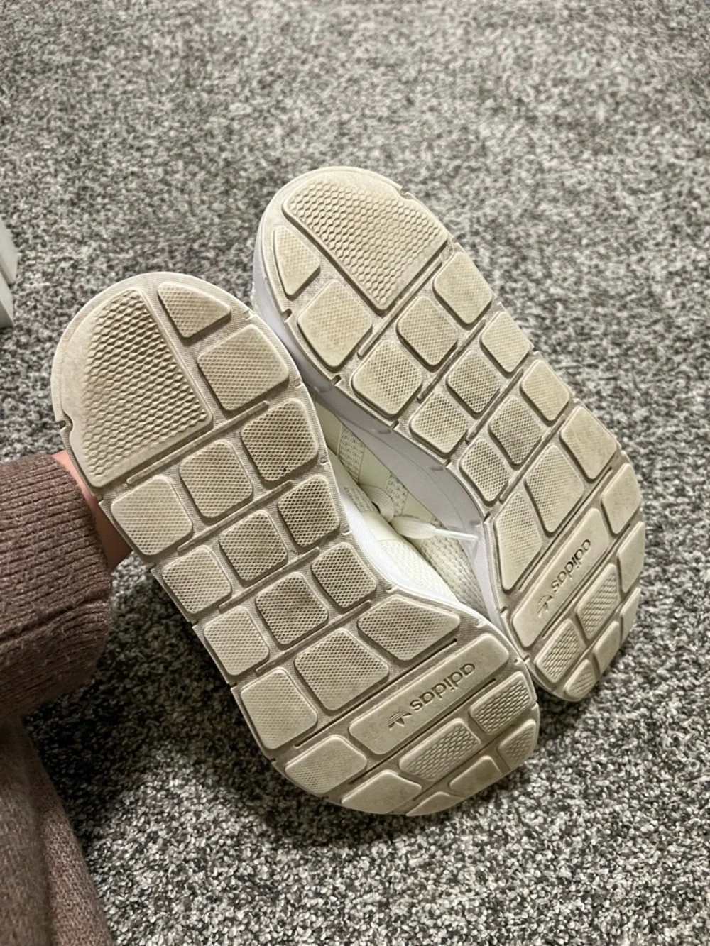 Adidas Men's All-White Knit Athletic Sneakers - Picture 8 of 8